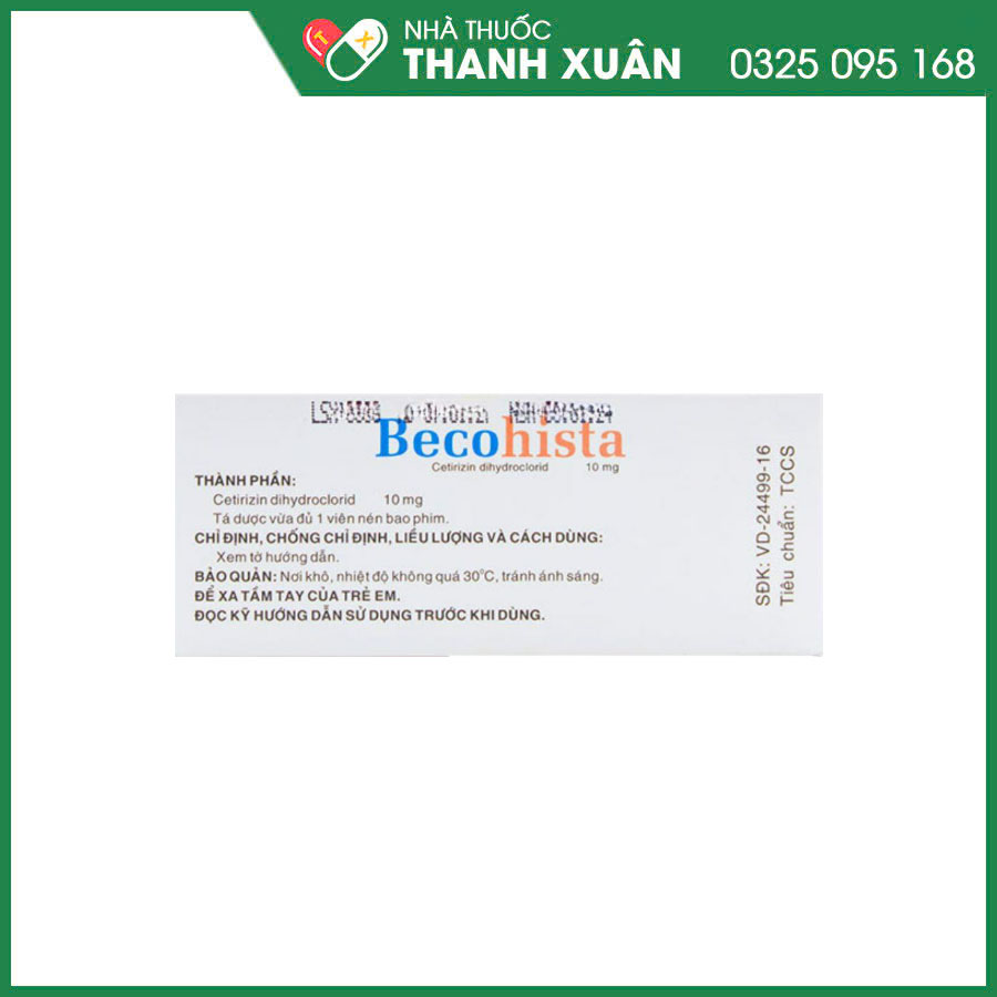 Becohista thuốc điều trị viêm mũi dị ứng, dị ứng da, phụ trợ trong điều trị hen